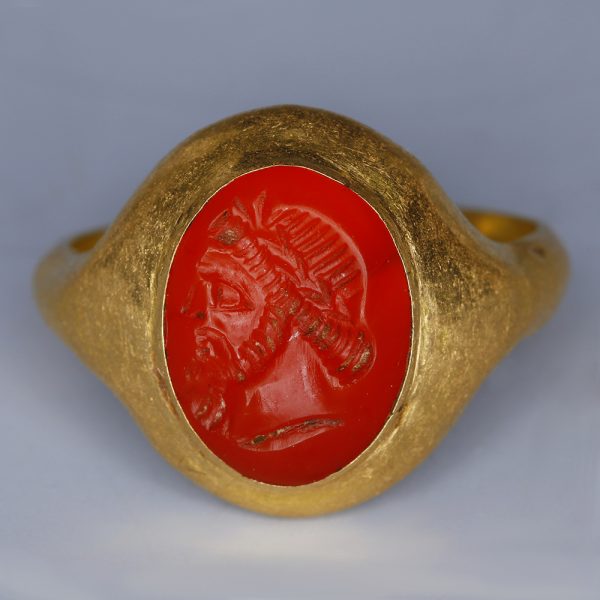 Roman Gold Ring with a Carnelian Intaglio