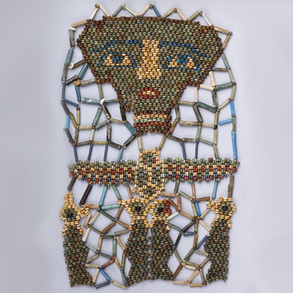 Beaded Mummy Mask with Funerary Face, Four Sons of Horus and Winged Scarab
