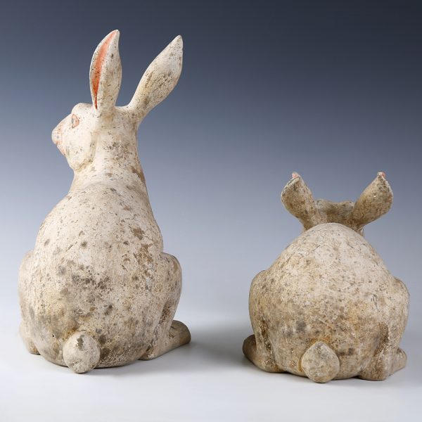Chinese Western Han Pair of Rabbits Mingqi