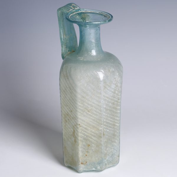 Roman Blue Glass Jug with Flattened Handle