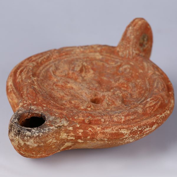 Ancient Roman Terracotta Lamp with Hunting Scene