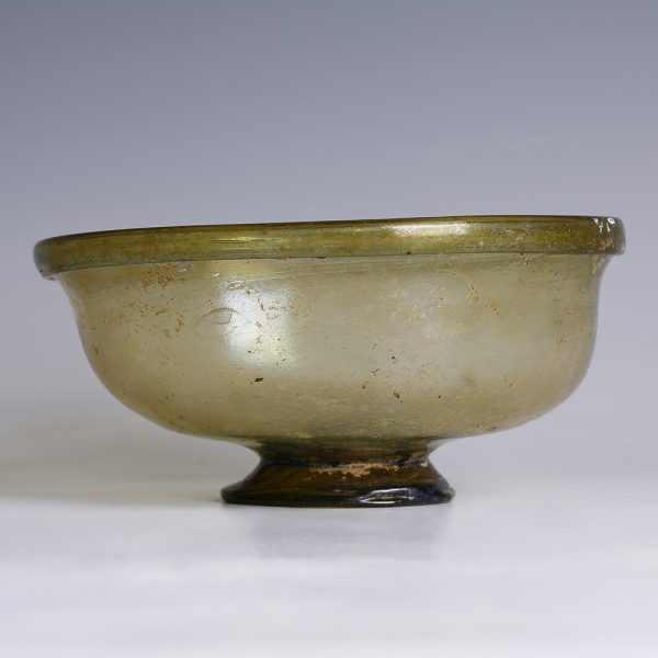 Roman Olive-Green Glass Footed Dish