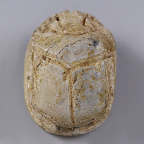Egyptian Steatite Scarab with Seated Pharaoh