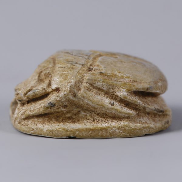 Egyptian Steatite Scarab with Seated Pharaoh