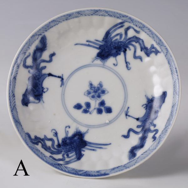 selection of kangxi blue and white saucers a