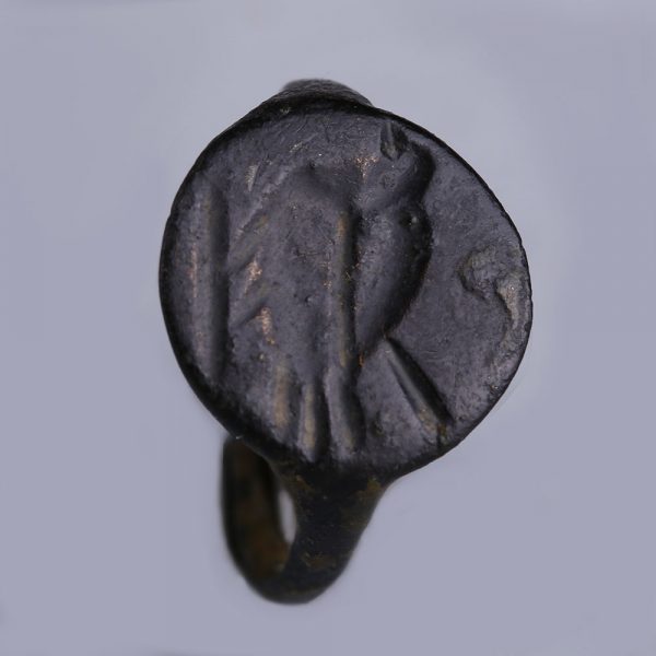 Greek Bronze Signet Ring with Dove