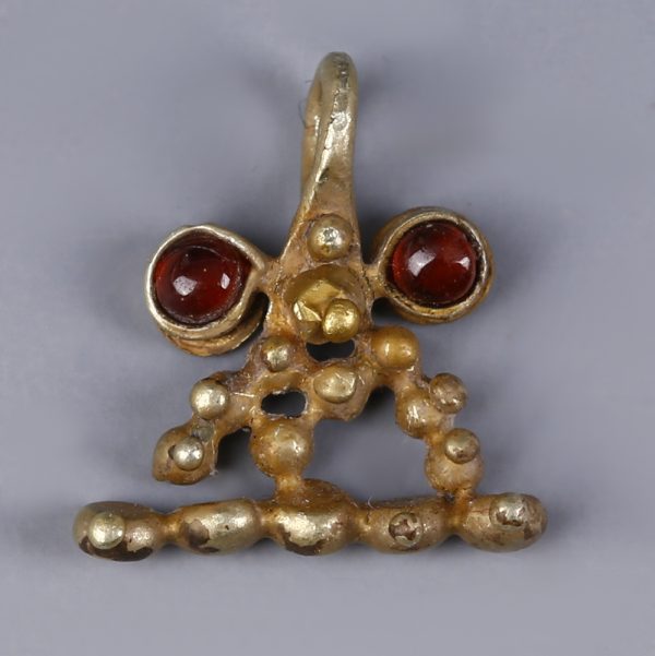 Western Asiatic Gold Pendant with Granules and Garnet Beads