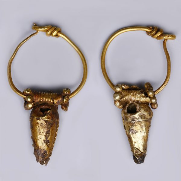Elaborate Ancient Roman Earrings with Garnet