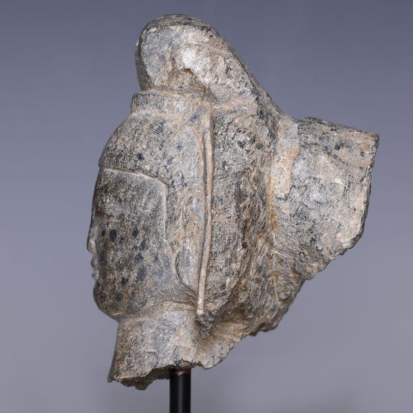 Sui Dynasty-Tang Dynasty Grey Stone Head of a Bodhisattva
