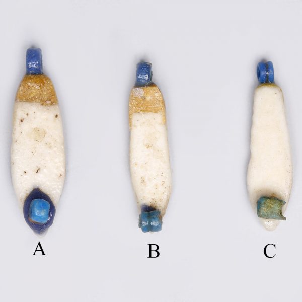 Egyptian Faience White and Yellow Lotus Petal Amulets