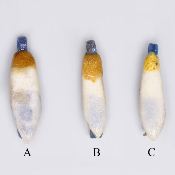 Egyptian Faience White and Yellow Lotus Petal Amulets