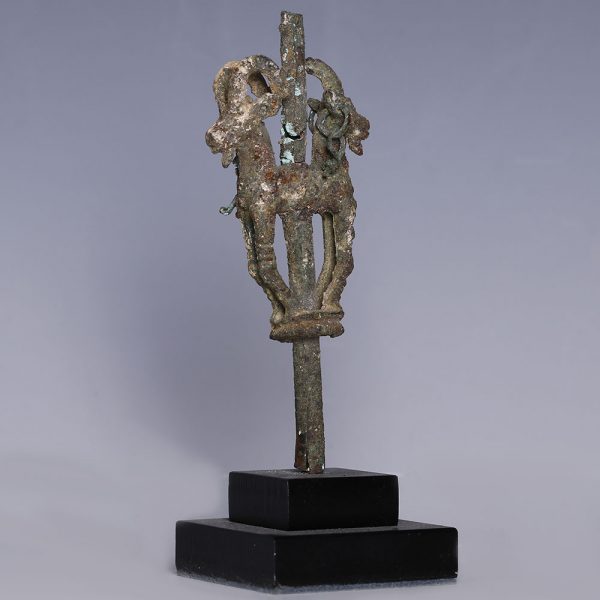 Luristan Bronze Finial with Ibexes