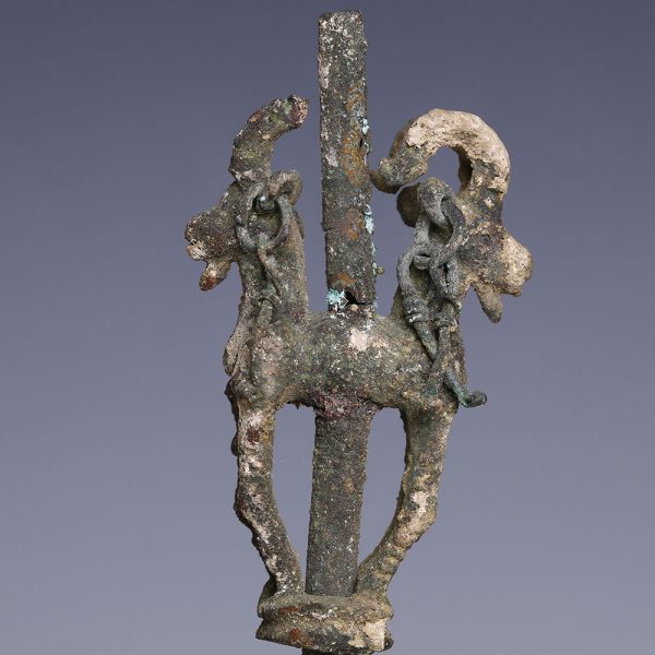 Luristan Bronze Finial with Ibexes