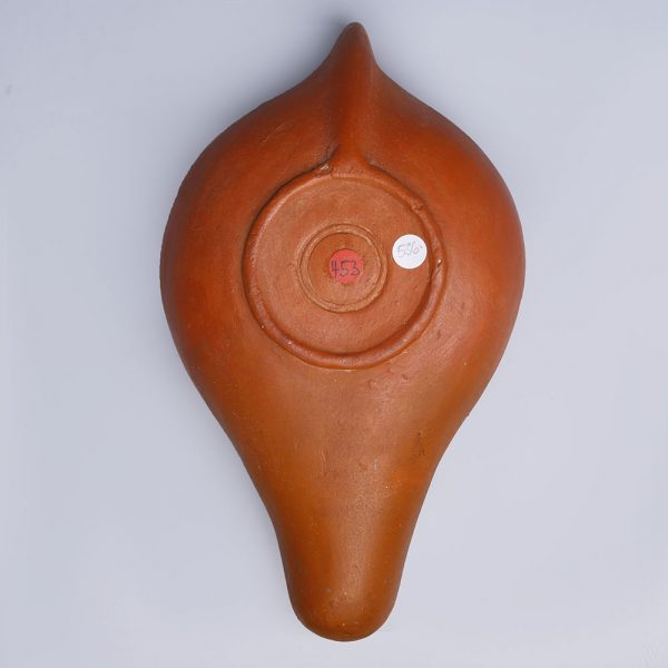 North African Roman Redware Oil Lamp with Lion