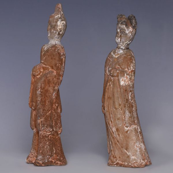 Pair of Chinese Northern Wei Dynasty Painted Figurines
