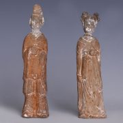 Pair of Chinese Northern Wei Dynasty Painted Figurines