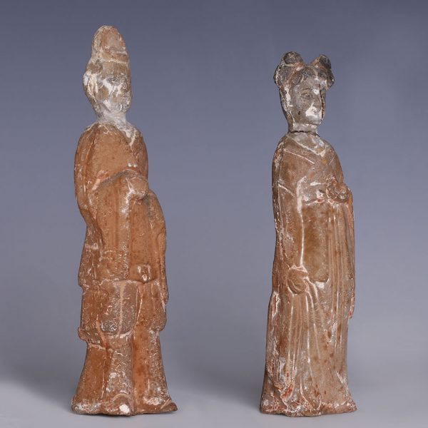 Pair of Chinese Northern Wei Dynasty Painted Figurines