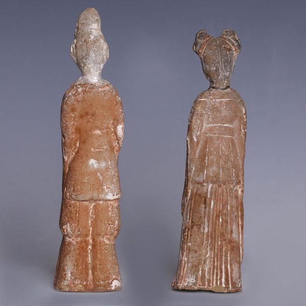 Pair of Chinese Northern Wei Dynasty Painted Figurines