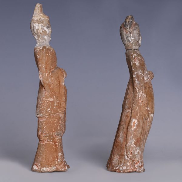 Pair of Chinese Northern Wei Dynasty Painted Figurines