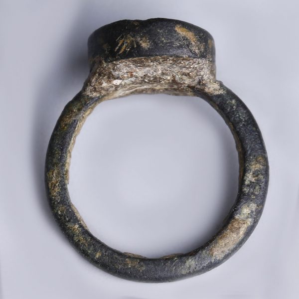 Roman Bronze Signet Finger Ring with Bird