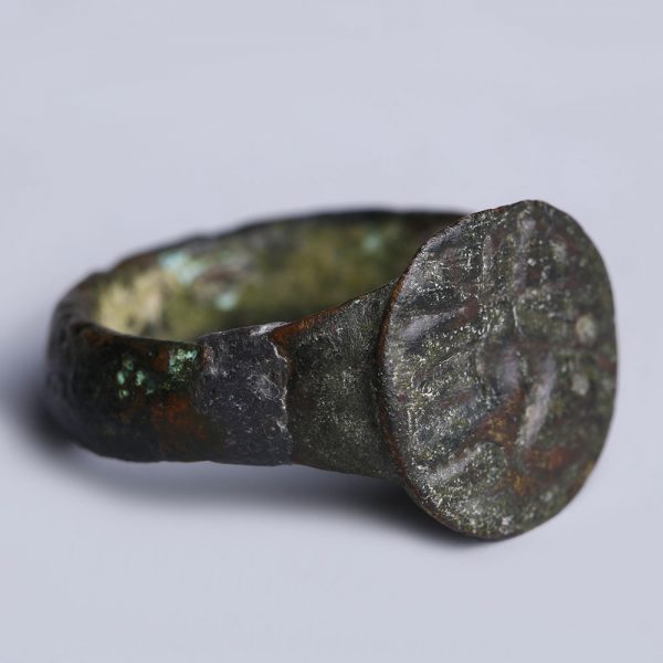 Roman Bronze Signet Ring with Goddess