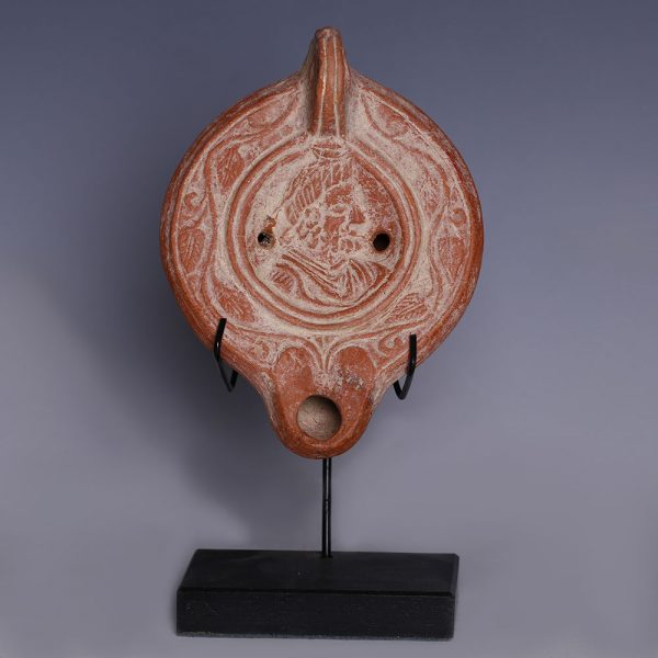 Roman Terracotta Oil Lamp with Male Profile