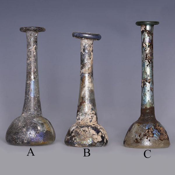 Selection of Roman Iridescent Candlestick Unguentaria