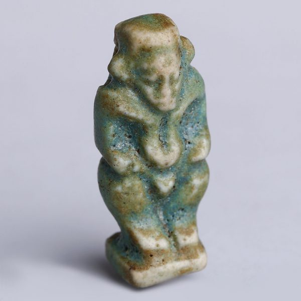 Ancient Egyptian Turquoise Faience Amulet of Ptaichos