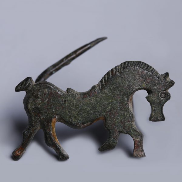 Ancient Roman Bronze Horse Brooch