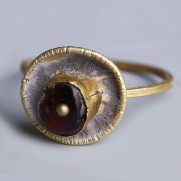 Ancient Roman Gold Ring with Garnet Stone