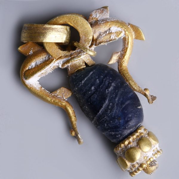 Greek Hellenistic Gold Pendant with Dolphins