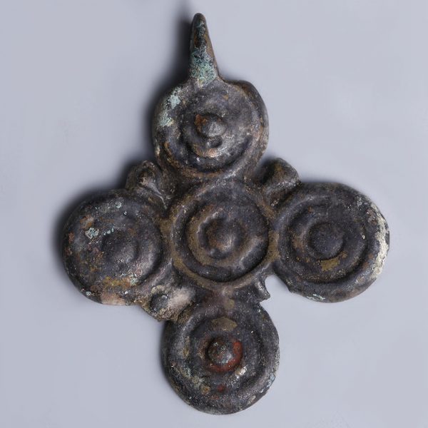 Late Roman-Byzantine Bronze Circular Cross Pendant