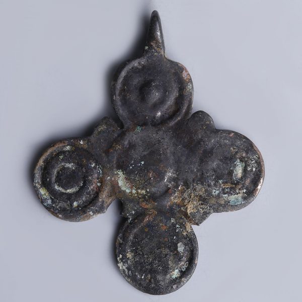 Late Roman-Byzantine Bronze Circular Cross Pendant