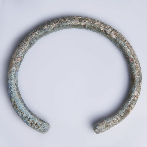 Luristan Bronze Bangle with Decorative Incised Patterns