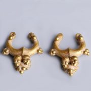 Near Eastern-Western Asiatic Pair of Gold Earrings with Granules