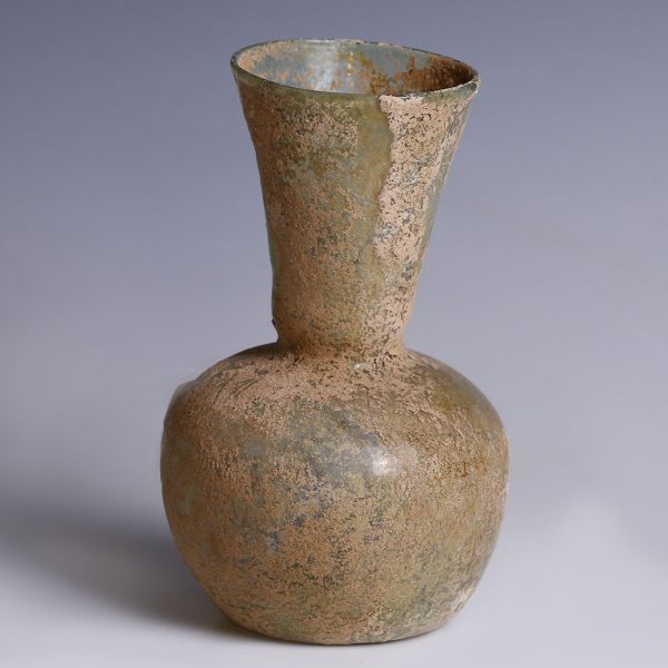 Roman Glass Bottle with Funnel Neck