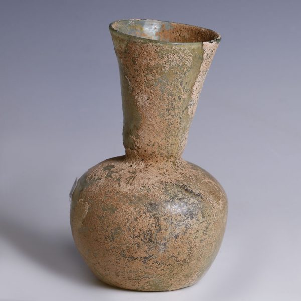 Roman Glass Bottle with Funnel Neck
