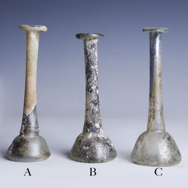 Selection of Roman Glass Candlestick Unguentaria