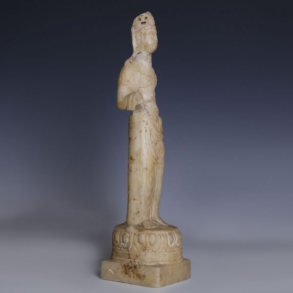 Superb Northern Qi Dynasty White Marble Figure of a Bodhisattva