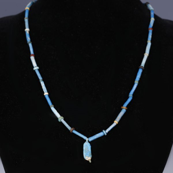 Egyptian Faience Necklace with Date Shaped Amulet