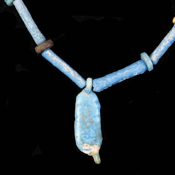Egyptian Faience Necklace with Date Shaped Amulet