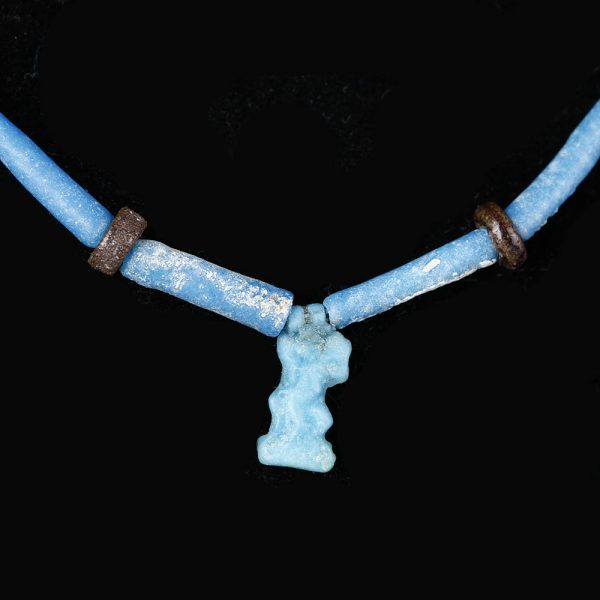 Egyptian Faience Necklace with Bes Amulet