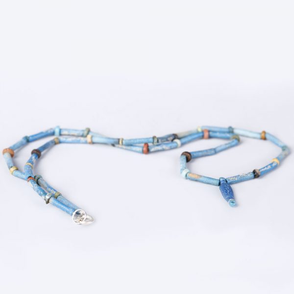 Elegant Egyptian Faience Necklace with Petal Amulet