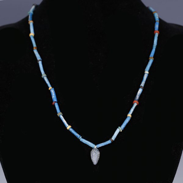 Fine Egyptian Faience Necklace with Grape Amulet
