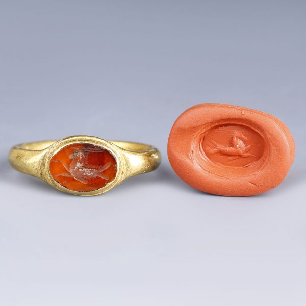Gold Ring with Capricorn Intaglio