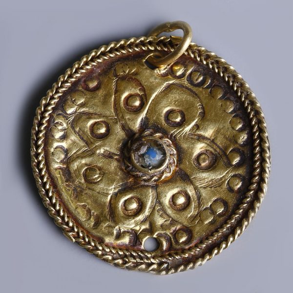 Byzantine Gold Pendant with Repoussé Rosette