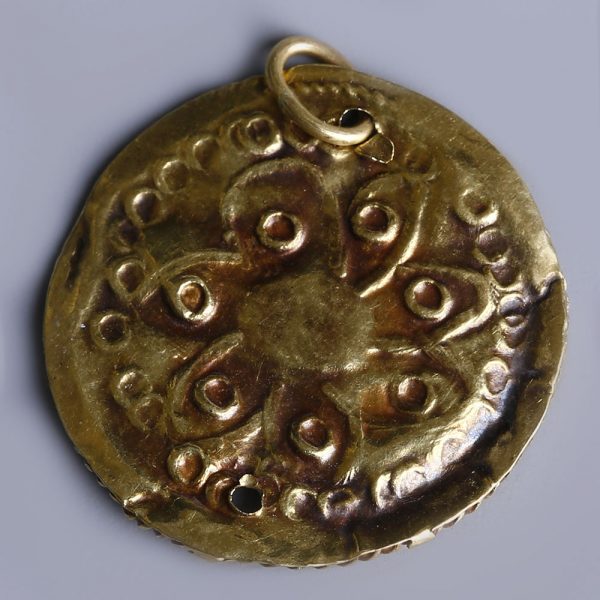 Byzantine Gold Pendant with Repoussé Rosette