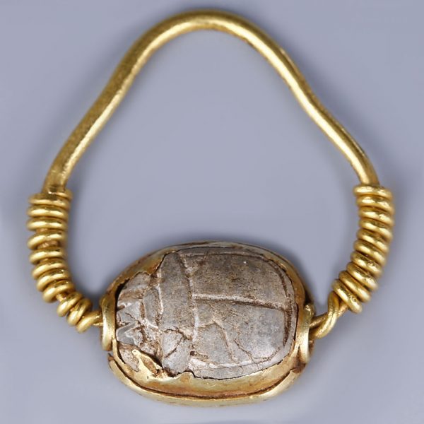 Egyptian Scarab Gold Swivel Ring