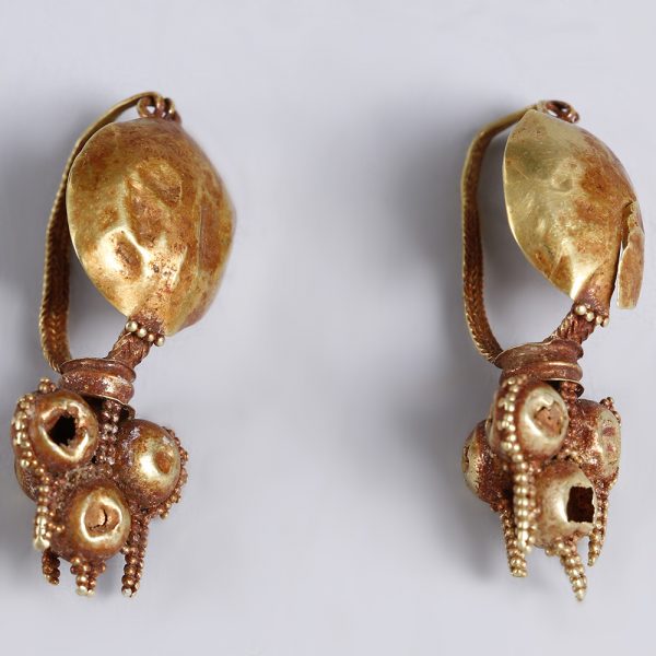 Roman Shield Boss Gold Earrings