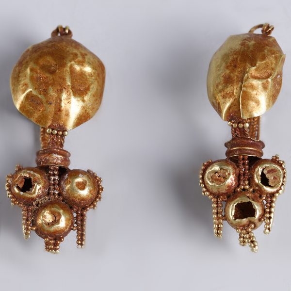 Roman Shield Boss Gold Earrings
